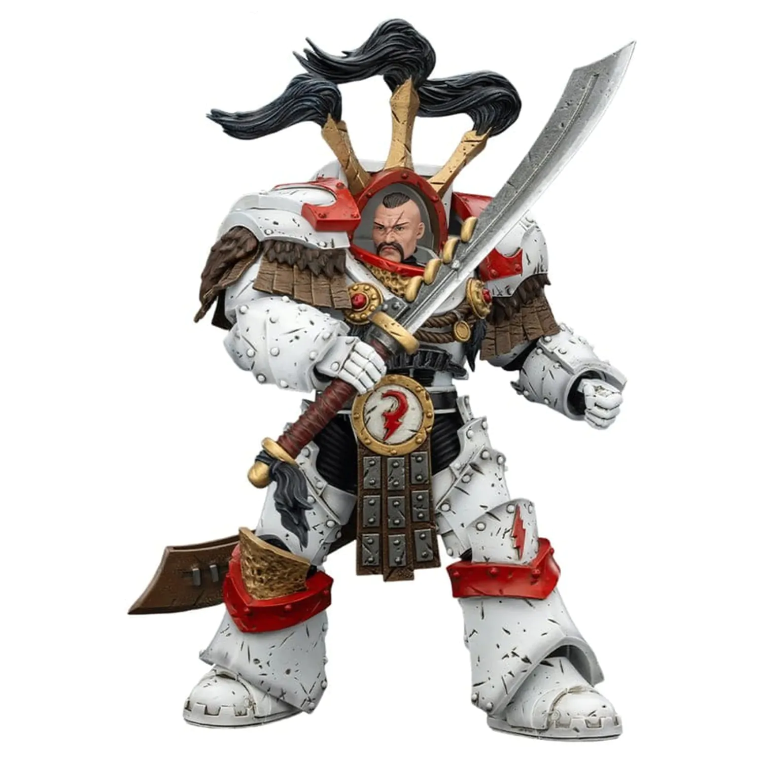 Warhammer 40,000 figurica White Scars Legion Praetor v Cataphractii Terminator oklepu s Cyber Hawk Chogorian mečem in combi-melta 14 cm fotografija izdelka