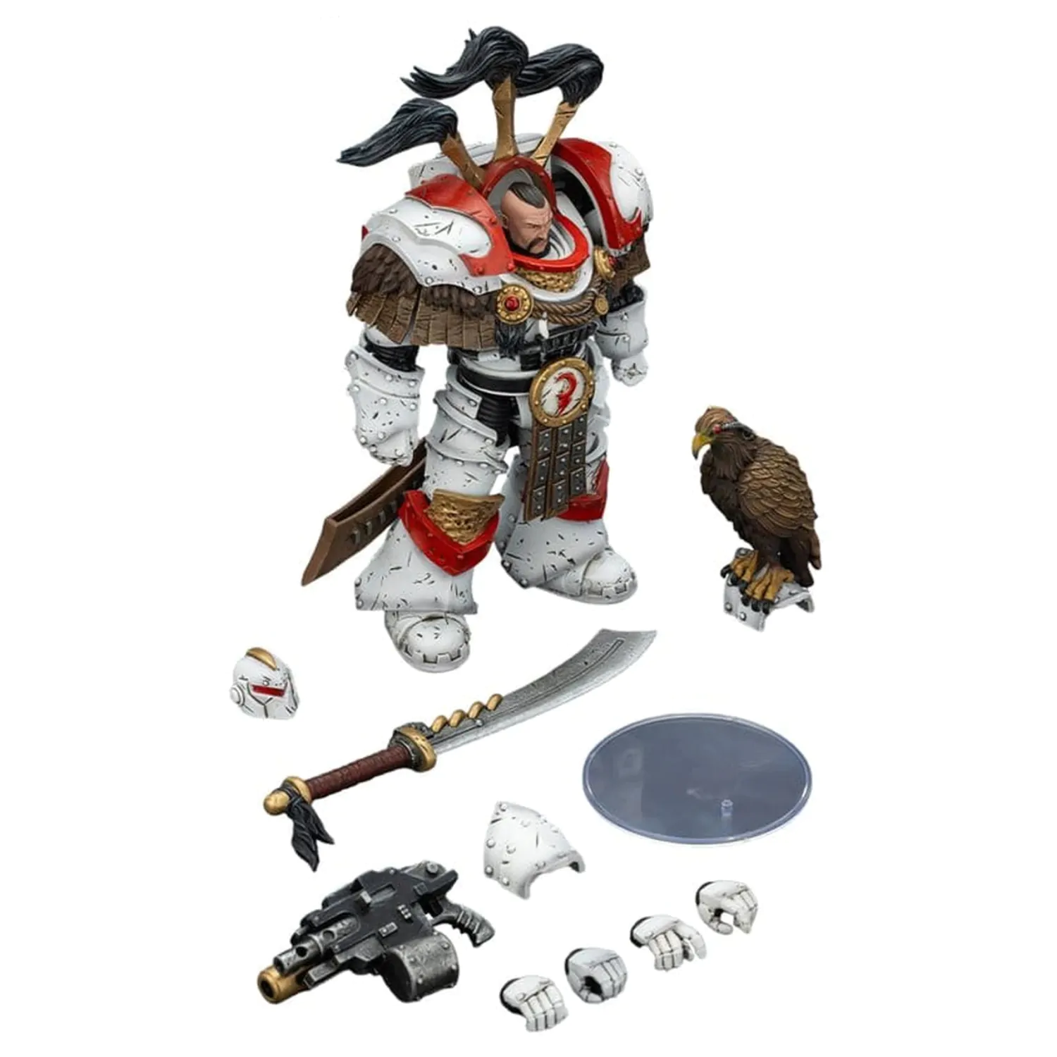 Warhammer 40,000 figurica White Scars Legion Praetor v Cataphractii Terminator oklepu s Cyber Hawk Chogorian mečem in combi-melta 14 cm fotografija izdelka