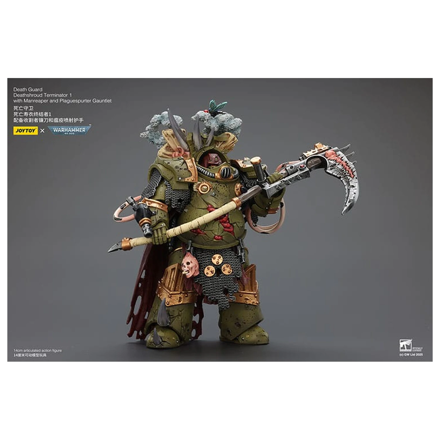 Warhammer 40k akcijska figura 1/18 Death Guard Deathshroud Terminator 1 with Manreaper and Plaguespurter Gauntlet 14 cm  fotografija izdelka