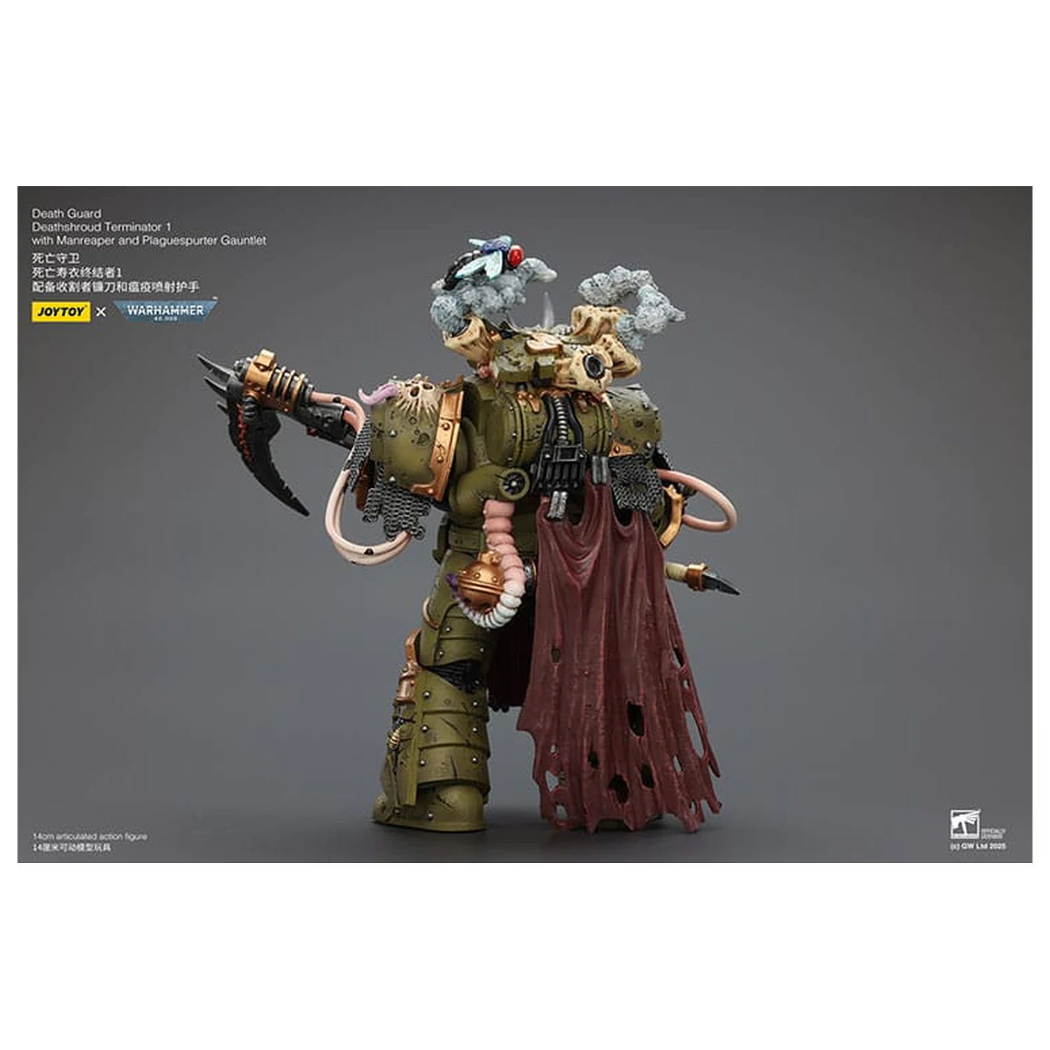 Warhammer 40k akcijska figura 1/18 Death Guard Deathshroud Terminator 1 with Manreaper and Plaguespurter Gauntlet 14 cm  fotografija izdelka