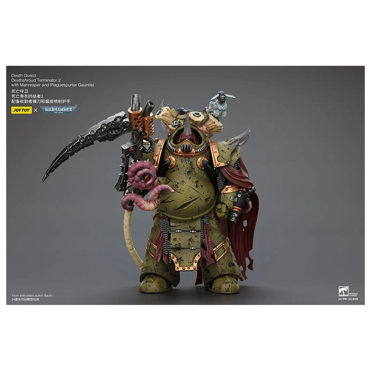 Warhammer 40k akcijska figura 1/18 Death Guard Deathshroud Terminator 2 z Manreaper in Plaguespurter Gauntlet 14 cm fotografija izdelka