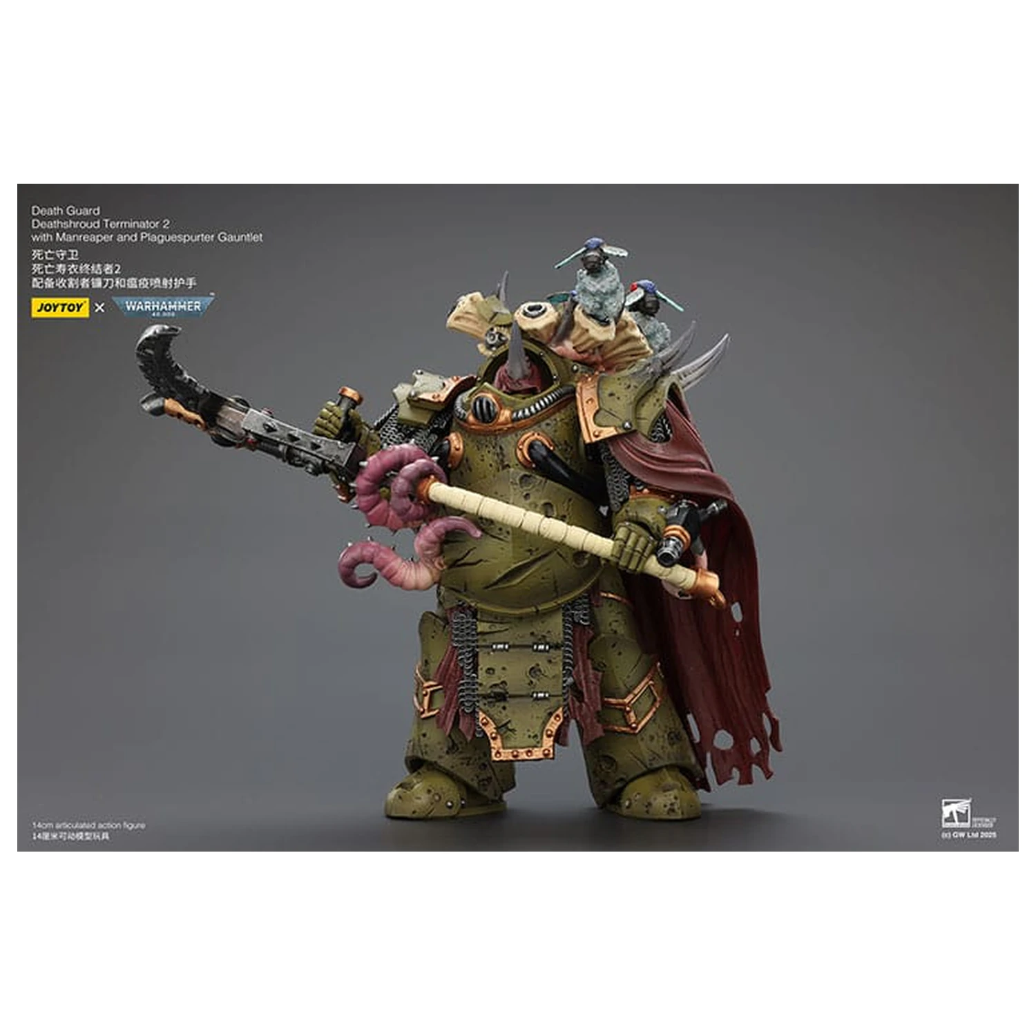 Warhammer 40k akcijska figura 1/18 Death Guard Deathshroud Terminator 2 z Manreaper in Plaguespurter Gauntlet 14 cm fotografija izdelka