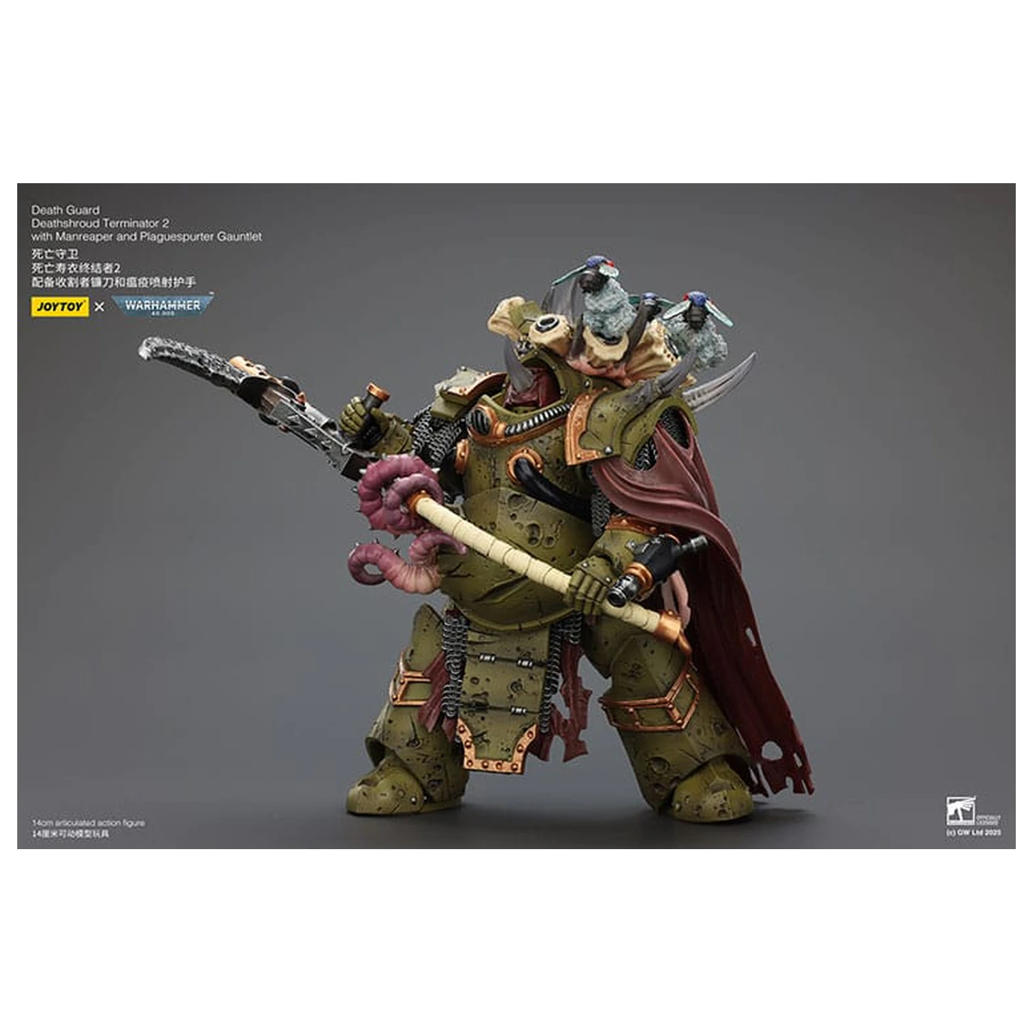 Warhammer 40k akcijska figura 1/18 Death Guard Deathshroud Terminator 2 z Manreaper in Plaguespurter Gauntlet 14 cm fotografija izdelka
