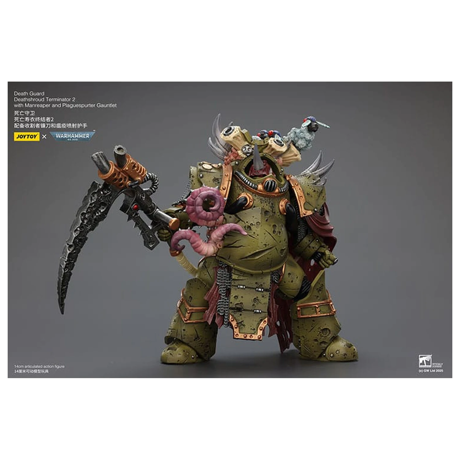 Warhammer 40k akcijska figura 1/18 Death Guard Deathshroud Terminator 2 z Manreaper in Plaguespurter Gauntlet 14 cm fotografija izdelka
