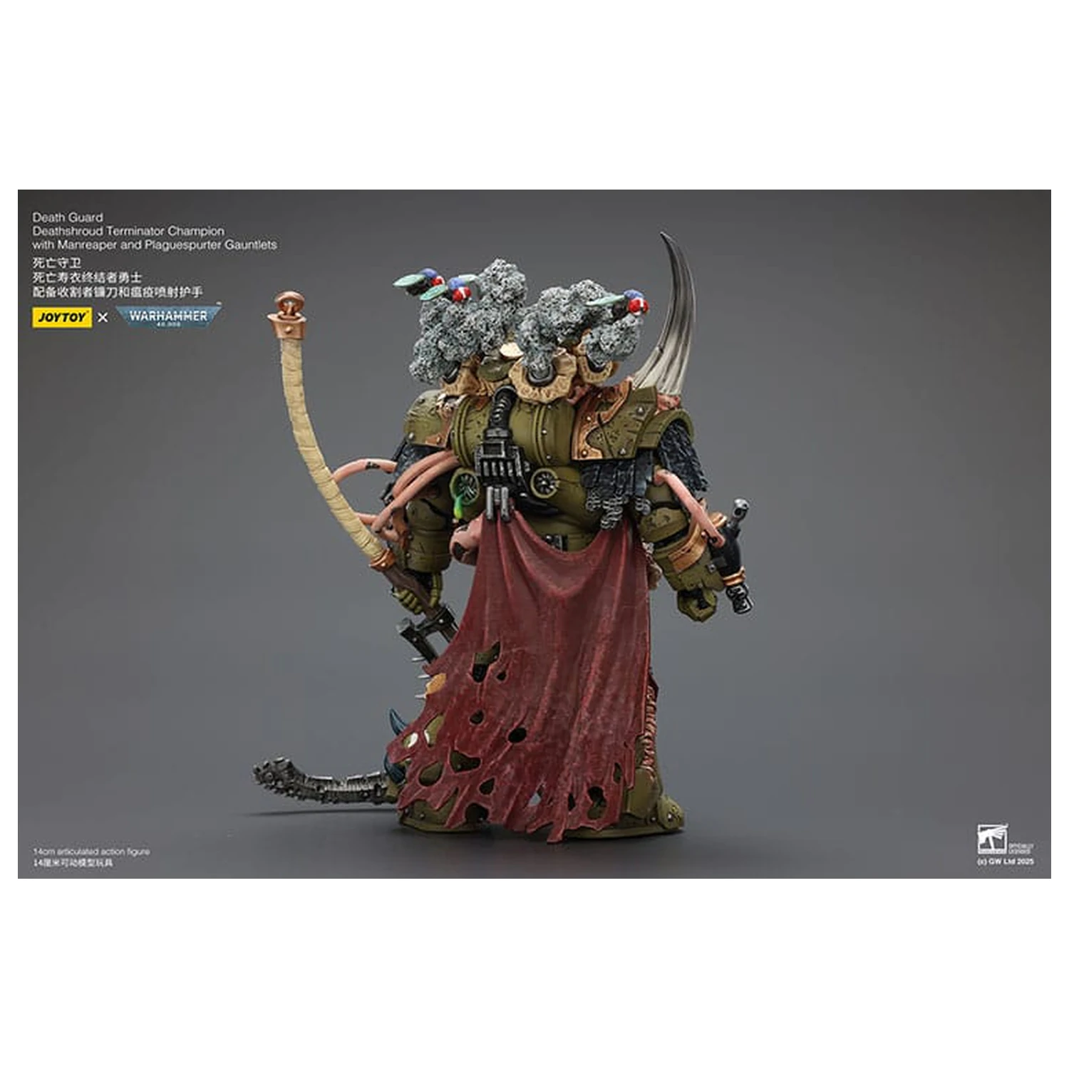Warhammer 40k akcijska figura 1/18 Death Guard Deathshroud Terminator Champion s Manreaper in Plaguespurter Gauntlets 14 cm fotografija izdelka