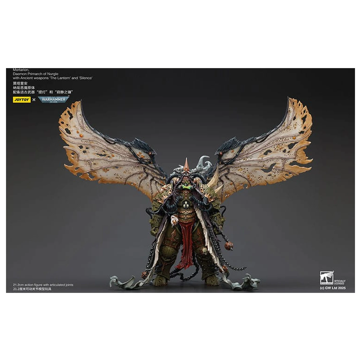 Warhammer 40k akcijska figura 1/18 Mortarion Daemon Primarch of Nurgle z Ancient weapons The Lantern and Silence 21 cm fotografija izdelka