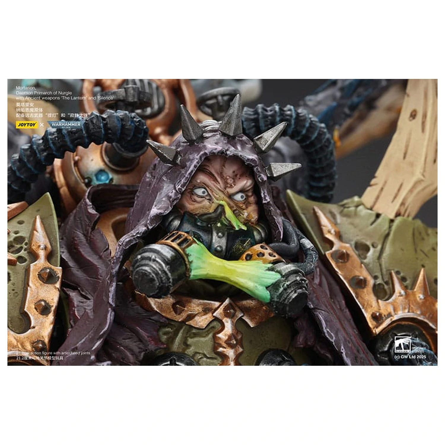 Warhammer 40k akcijska figura 1/18 Mortarion Daemon Primarch of Nurgle z Ancient weapons The Lantern and Silence 21 cm fotografija izdelka