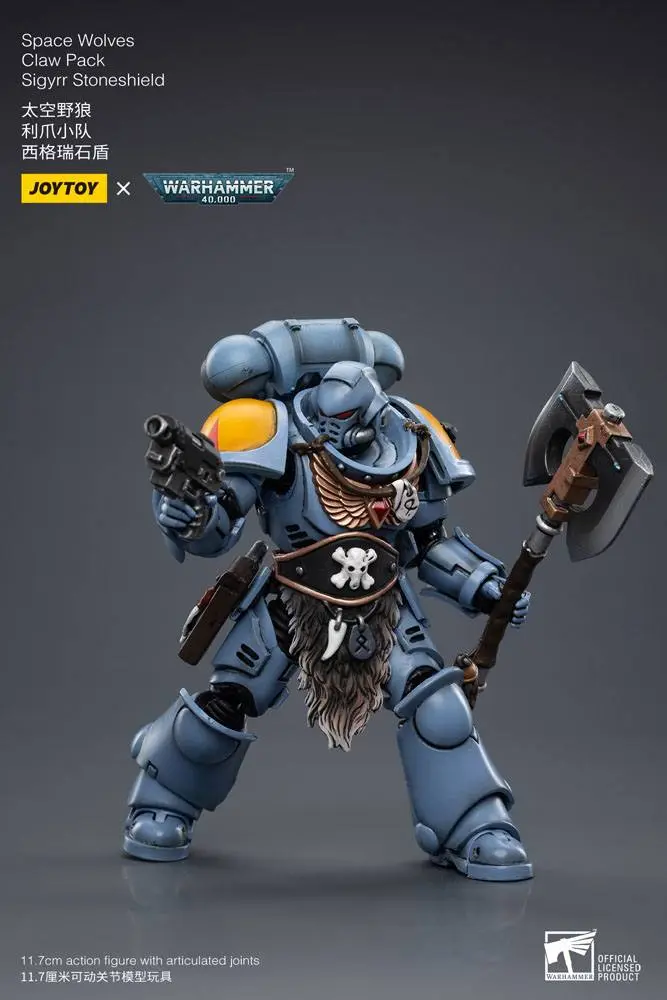 Warhammer 40k Akcijska figura 1/18 Space Wolves Claw Pack Sigyrr Stoneshield 12 cm fotografija izdelka