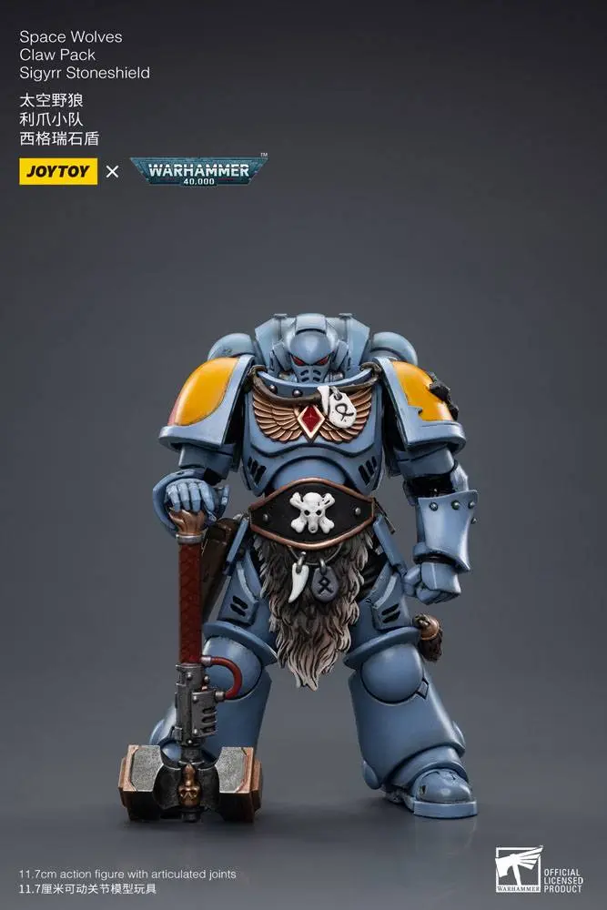 Warhammer 40k Akcijska figura 1/18 Space Wolves Claw Pack Sigyrr Stoneshield 12 cm fotografija izdelka