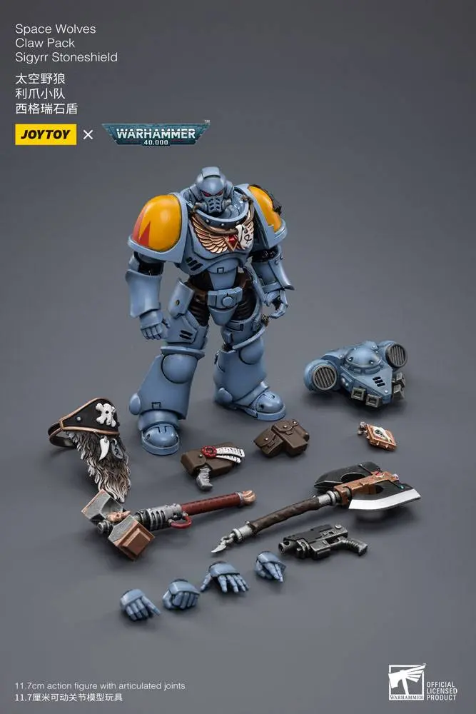 Warhammer 40k Akcijska figura 1/18 Space Wolves Claw Pack Sigyrr Stoneshield 12 cm fotografija izdelka