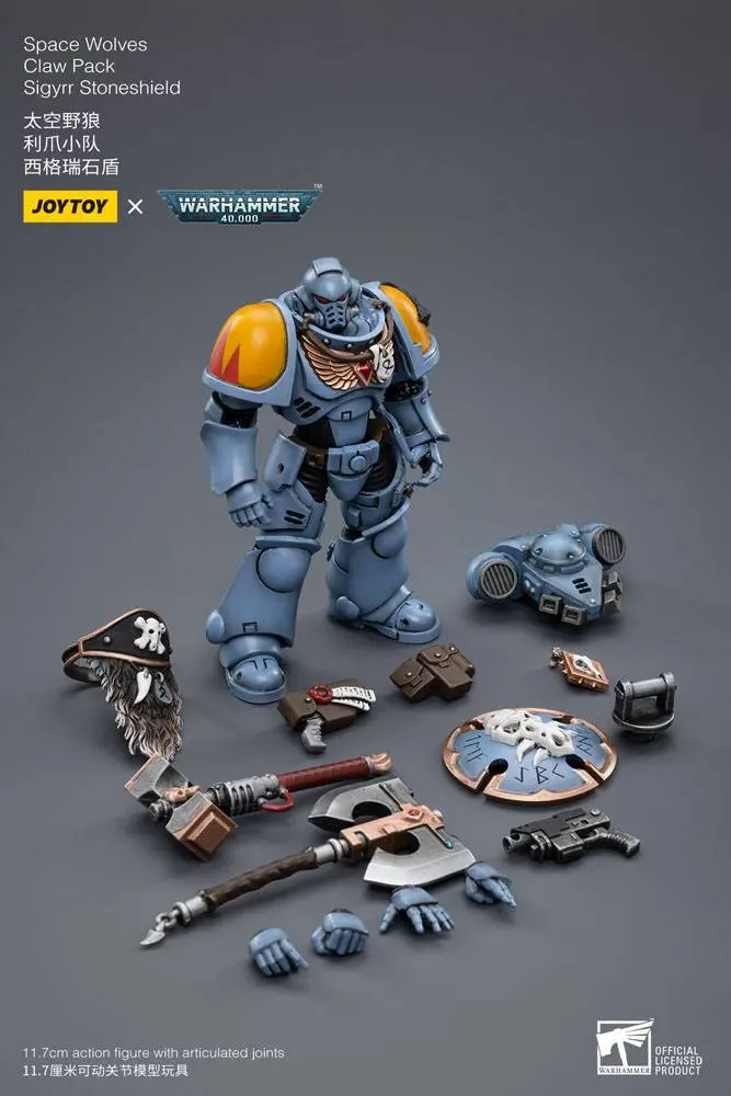 Warhammer 40k Akcijska figura 1/18 Space Wolves Claw Pack Sigyrr Stoneshield 12 cm fotografija izdelka