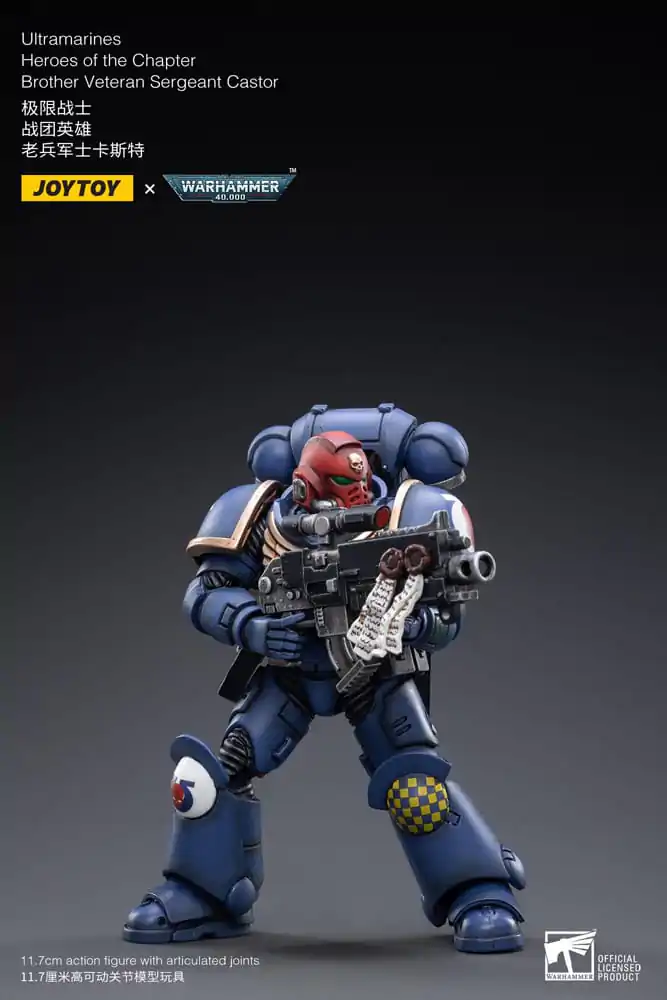 Warhammer 40k akcijska figura 1/18 Ultramarines Heroes of the Chapter Brother Veteran Sergeant Castor 12 cm fotografija izdelka