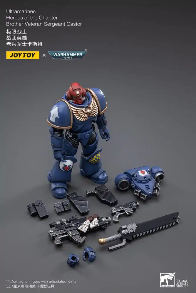 Warhammer 40k akcijska figura 1/18 Ultramarines Heroes of the Chapter Brother Veteran Sergeant Castor 12 cm fotografija izdelka