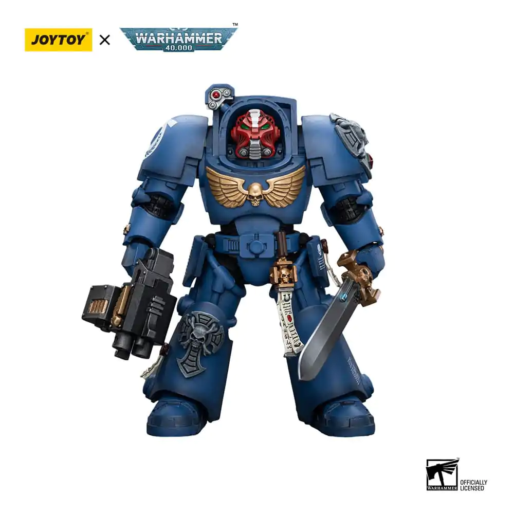 Warhammer 40k akcijska figura 1/18 Ultramarines Terminator Squad Sergeant z Power Sword in Teleport Homer 12 cm fotografija izdelka