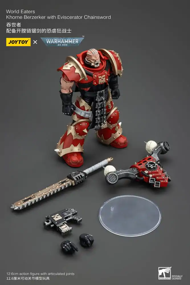 Warhammer 40k akcijska figura 1/18 World Eaters Khorne Berzerker z Eviscerator verižnim mečem 13 cm fotografija izdelka