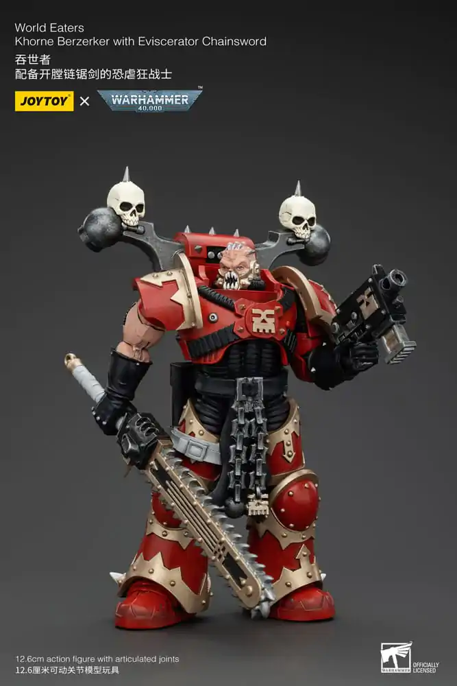 Warhammer 40k akcijska figura 1/18 World Eaters Khorne Berzerker z Eviscerator verižnim mečem 13 cm fotografija izdelka