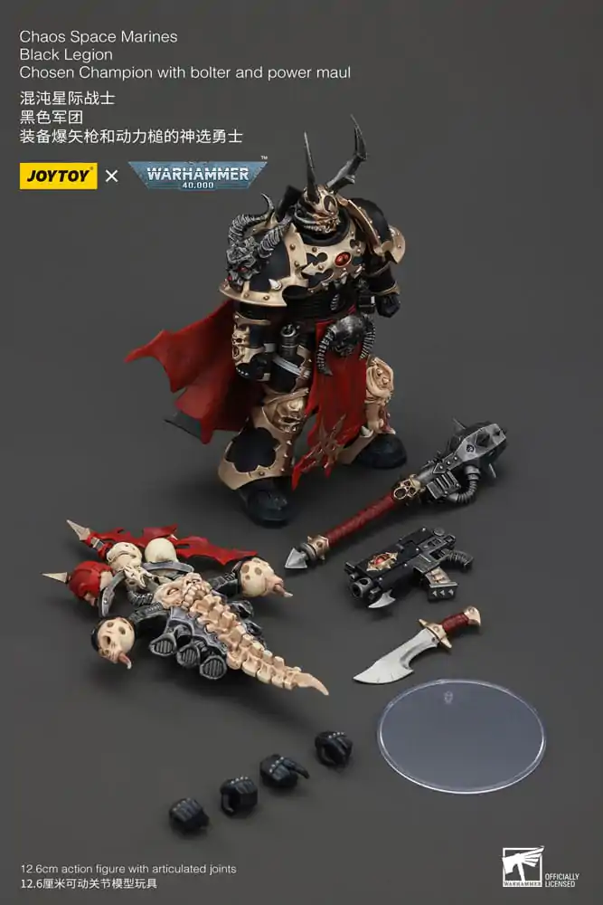 Akcijska figura Warhammer 40k Chaos Space Marines Black Legion Chosen Champion z bolterjem in power maulom 20 cm fotografija izdelka