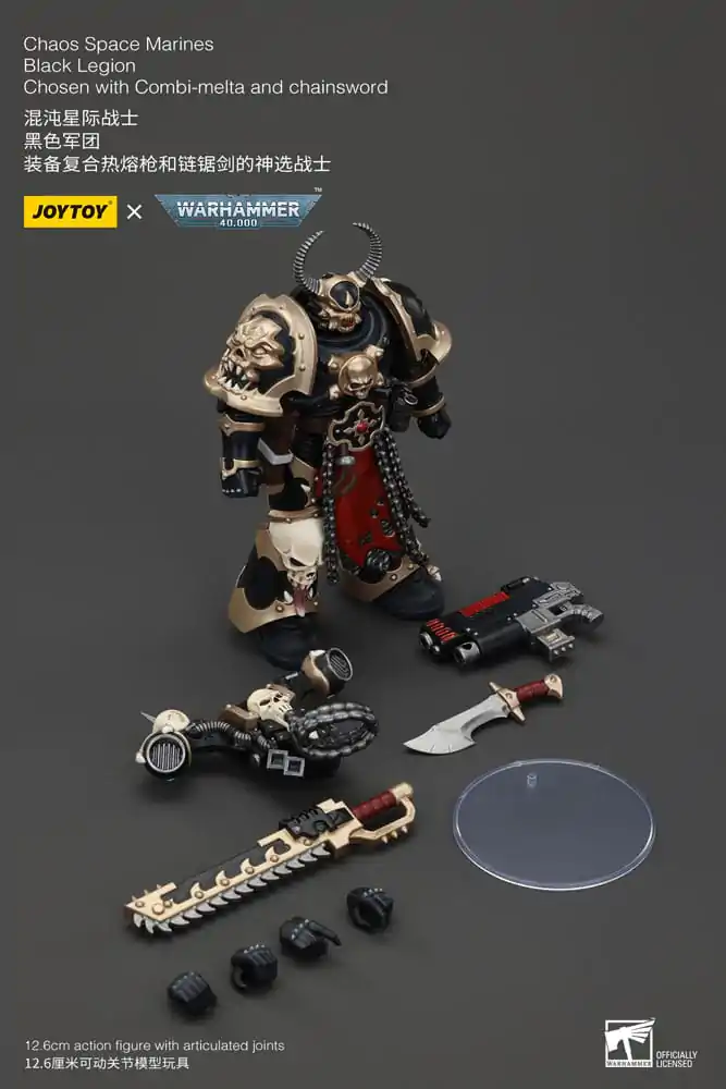 Akcijska figura Warhammer 40k Chaos Space Marines Black Legion Chosen z Combi-melta in verižnim mečem 20 cm fotografija izdelka