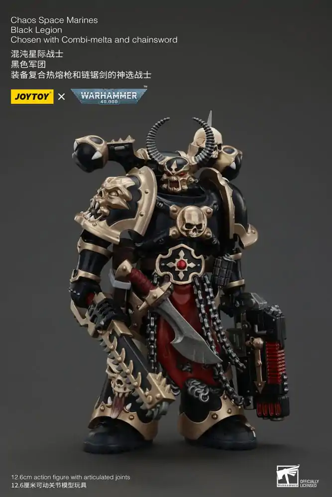 Akcijska figura Warhammer 40k Chaos Space Marines Black Legion Chosen z Combi-melta in verižnim mečem 20 cm fotografija izdelka