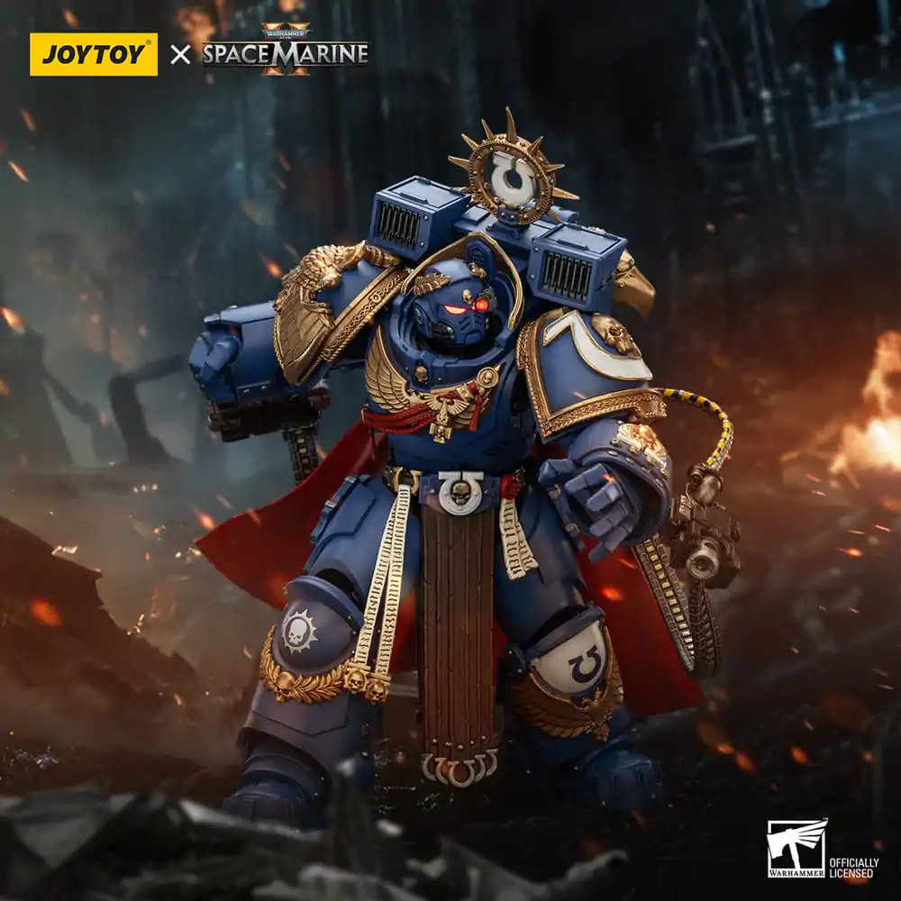 Warhammer 40k Akcijska figura Ultramarines Marneus Calgar Chapter Master z MKX Gravis Armour in Gauntlets of Ultramar 13 cm fotografija izdelka