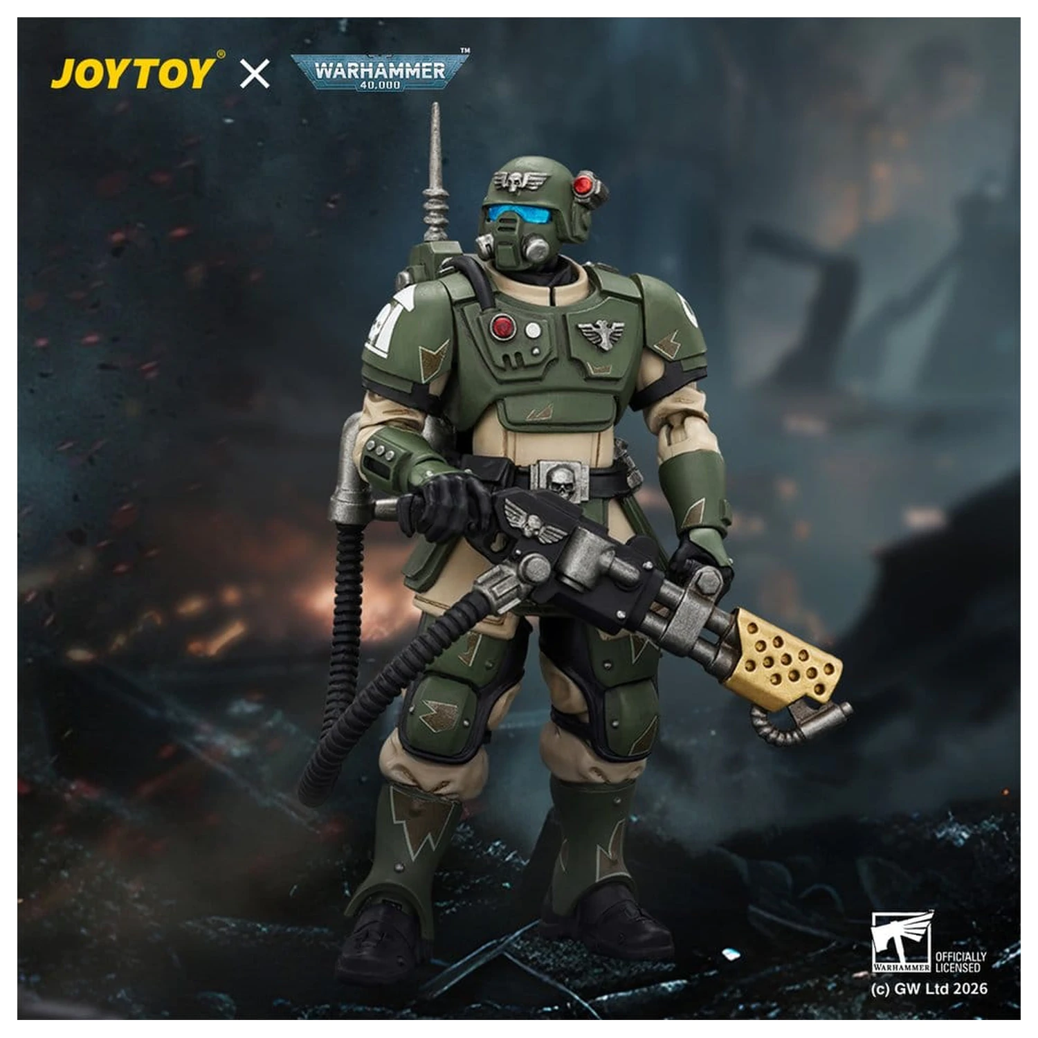 Warhammer akcijska figura Astra Militarum Kasrkin 2 z metalcem ognja fotografija izdelka