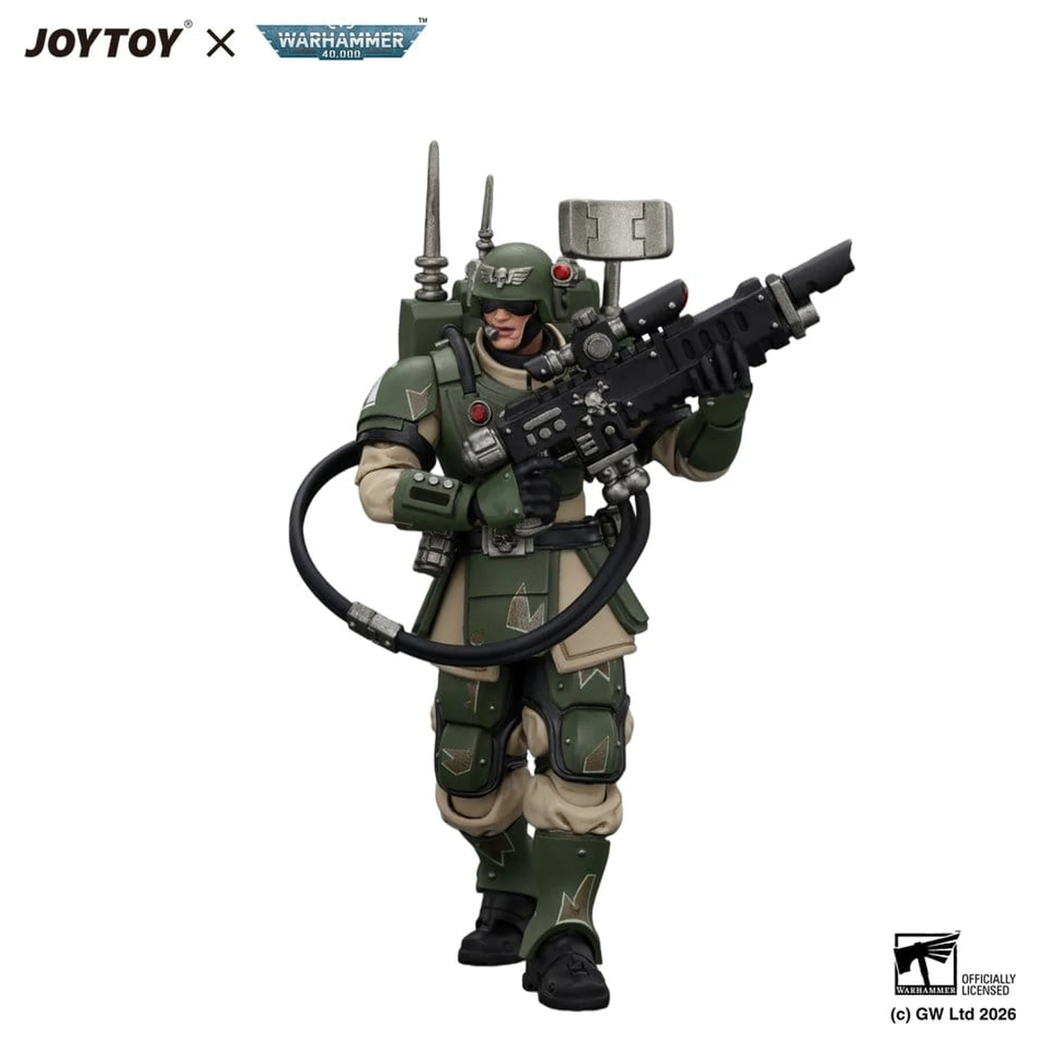 Warhammer akcijska figura Astra Militarum Kasrkin 3 z vročinskim Lasgunom in Vox-casterjem fotografija izdelka