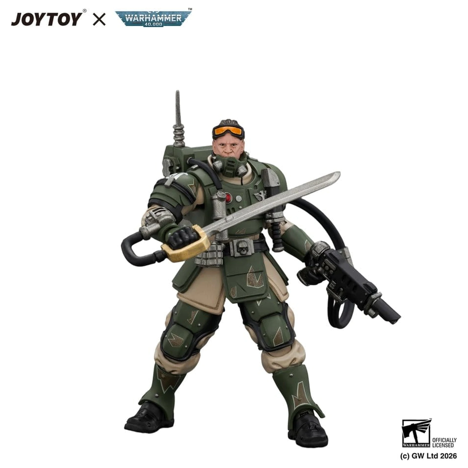 Warhammer akcijska figura Astra Militarum Kasrkin 7 s Hot-shot Laspistol in Power Sword fotografija izdelka