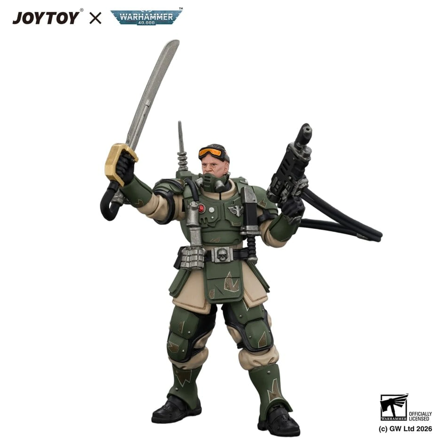 Warhammer akcijska figura Astra Militarum Kasrkin 7 s Hot-shot Laspistol in Power Sword fotografija izdelka