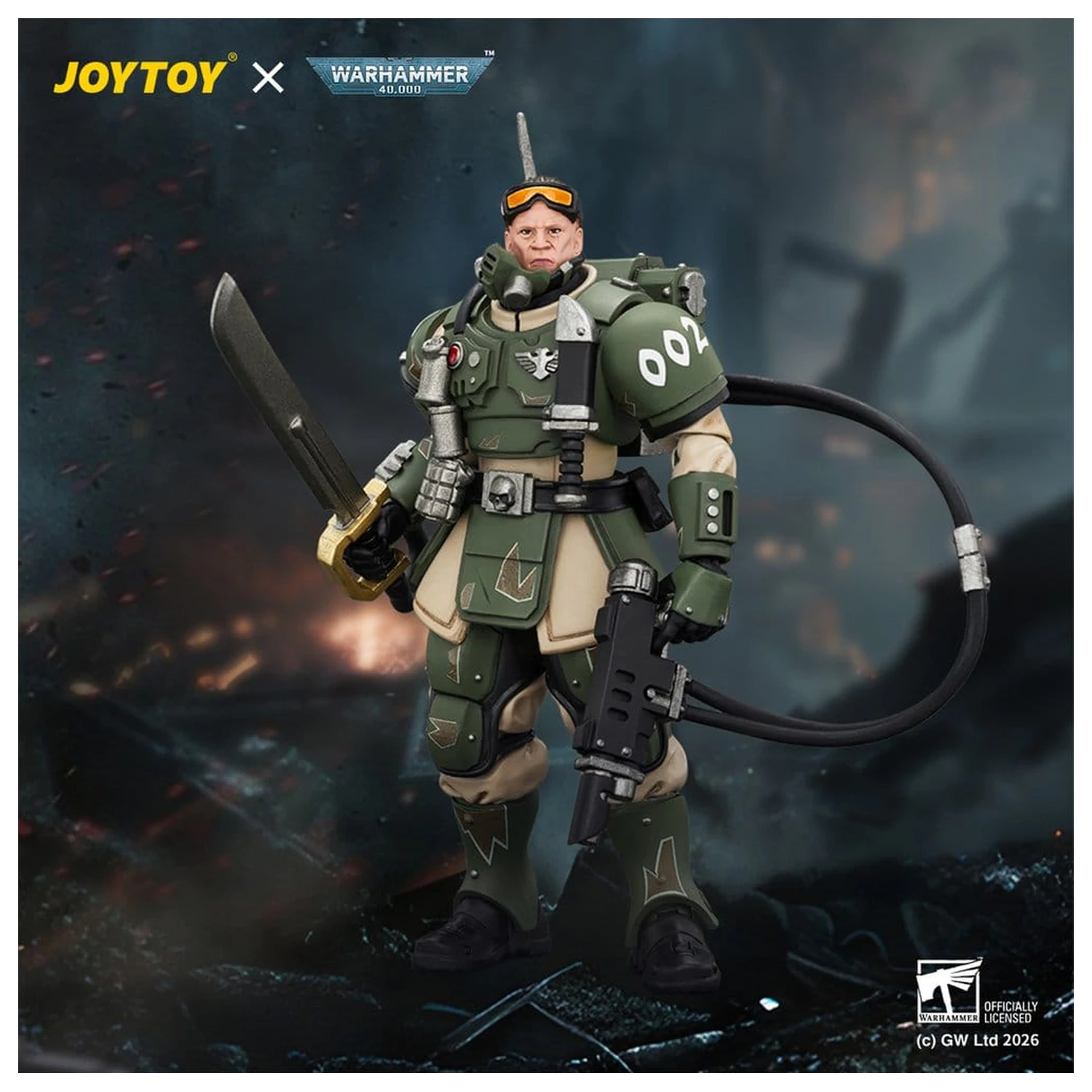 Warhammer akcijska figura Astra Militarum Kasrkin 7 s Hot-shot Laspistol in Power Sword fotografija izdelka