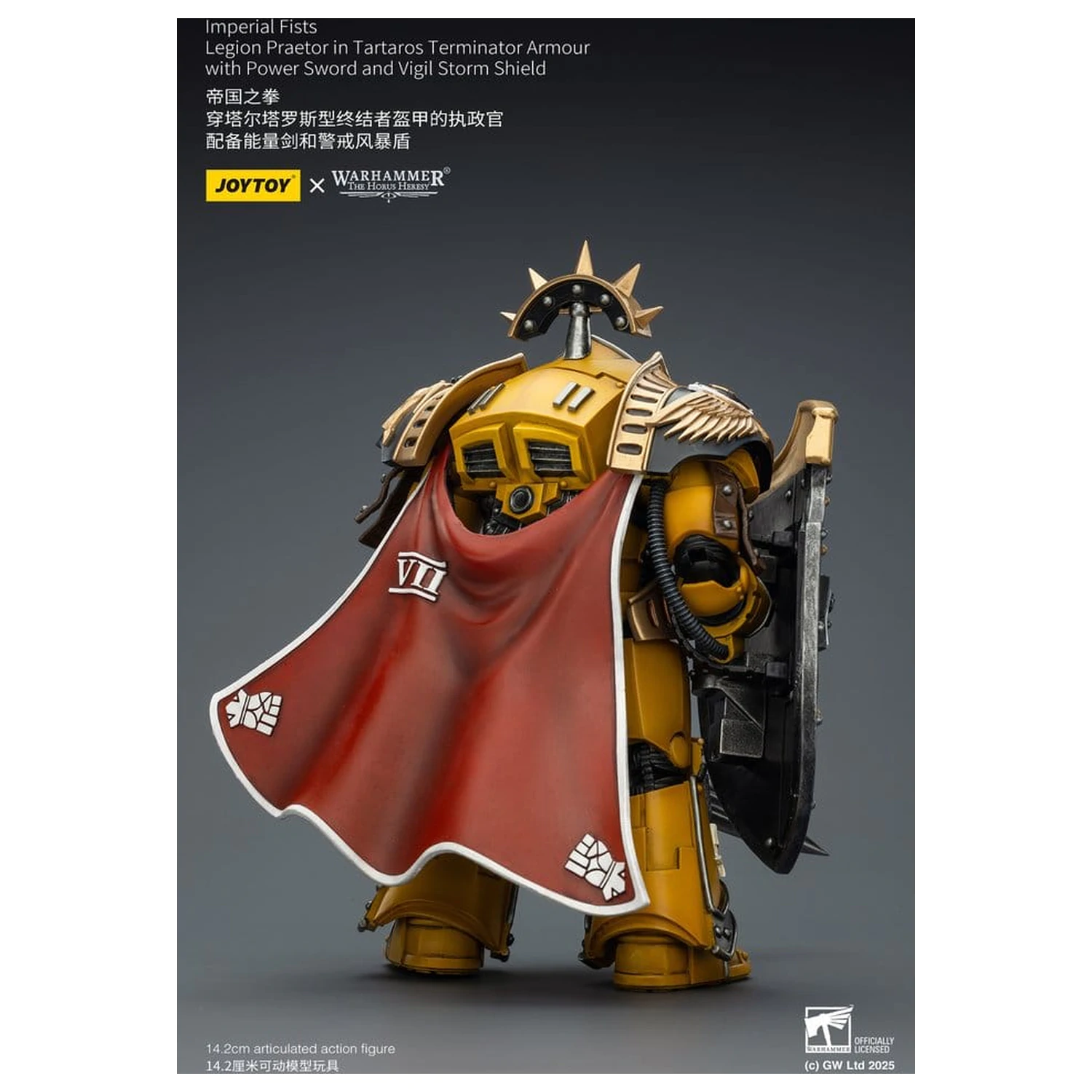 Warhammer Imperial Fists akcijska figura Legion Praetor v Tartaros Terminator oklepu z Power Sword in Vigil Storm Shield 14 cm fotografija izdelka