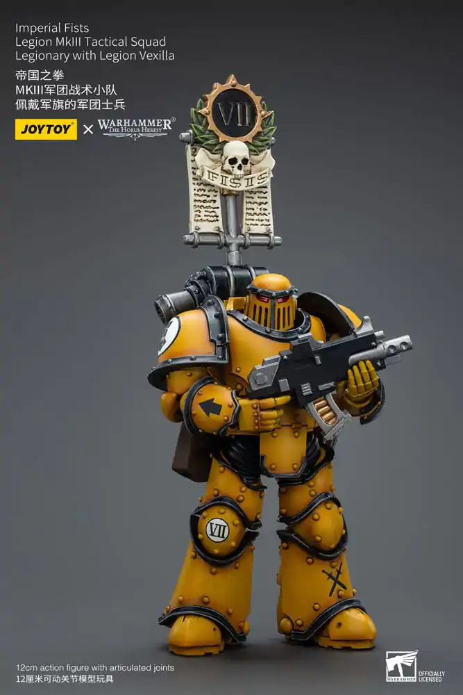 Warhammer The Horus Heresy Akcijska figura 1/18 Imperial Fists Legion MkIII Tactical Squad Legionar z Legion Vexilla 12 cm fotografija izdelka