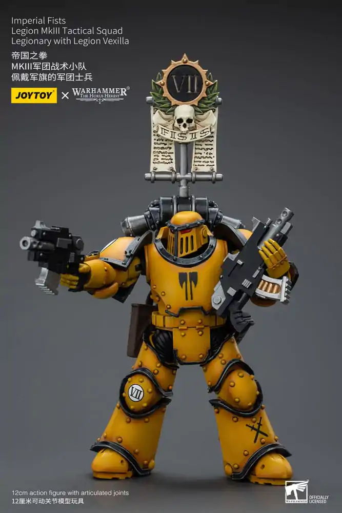 Warhammer The Horus Heresy Akcijska figura 1/18 Imperial Fists Legion MkIII Tactical Squad Legionar z Legion Vexilla 12 cm fotografija izdelka