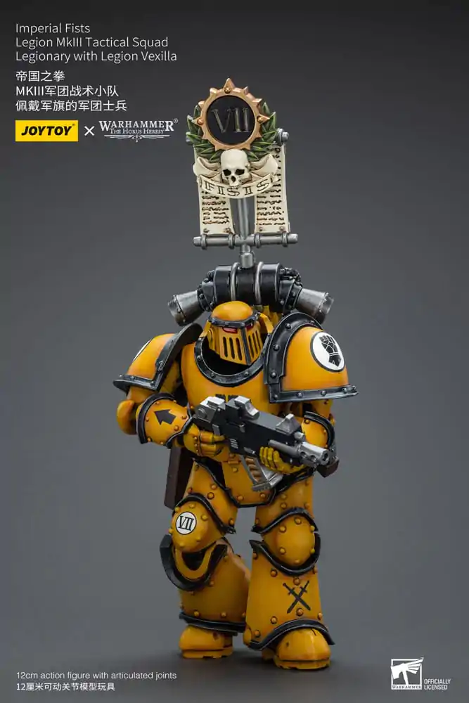 Warhammer The Horus Heresy Akcijska figura 1/18 Imperial Fists Legion MkIII Tactical Squad Legionar z Legion Vexilla 12 cm fotografija izdelka