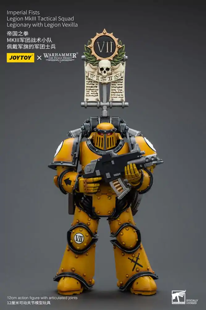 Warhammer The Horus Heresy Akcijska figura 1/18 Imperial Fists Legion MkIII Tactical Squad Legionar z Legion Vexilla 12 cm fotografija izdelka