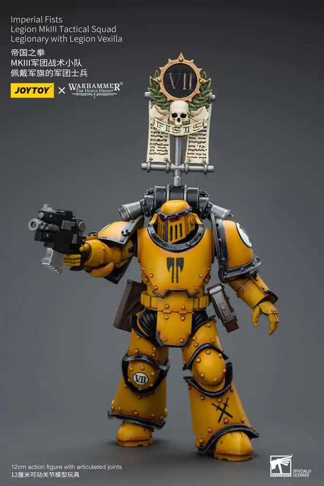 Warhammer The Horus Heresy Akcijska figura 1/18 Imperial Fists Legion MkIII Tactical Squad Legionar z Legion Vexilla 12 cm fotografija izdelka