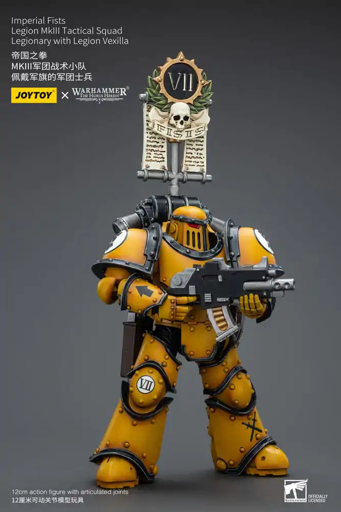 Warhammer The Horus Heresy Akcijska figura 1/18 Imperial Fists Legion MkIII Tactical Squad Legionar z Legion Vexilla 12 cm fotografija izdelka