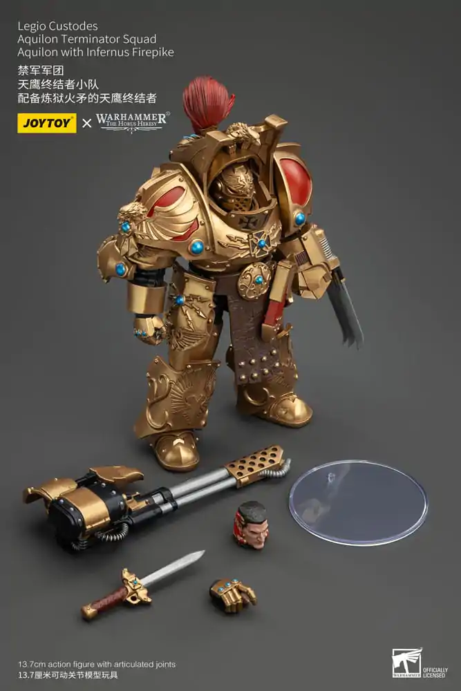 Warhammer The Horus Heresy akcijska figura 1/18 Legio Custodes Aquilon Terminator Squad Aquilon z Infernus Firepike 14 cm fotografija izdelka