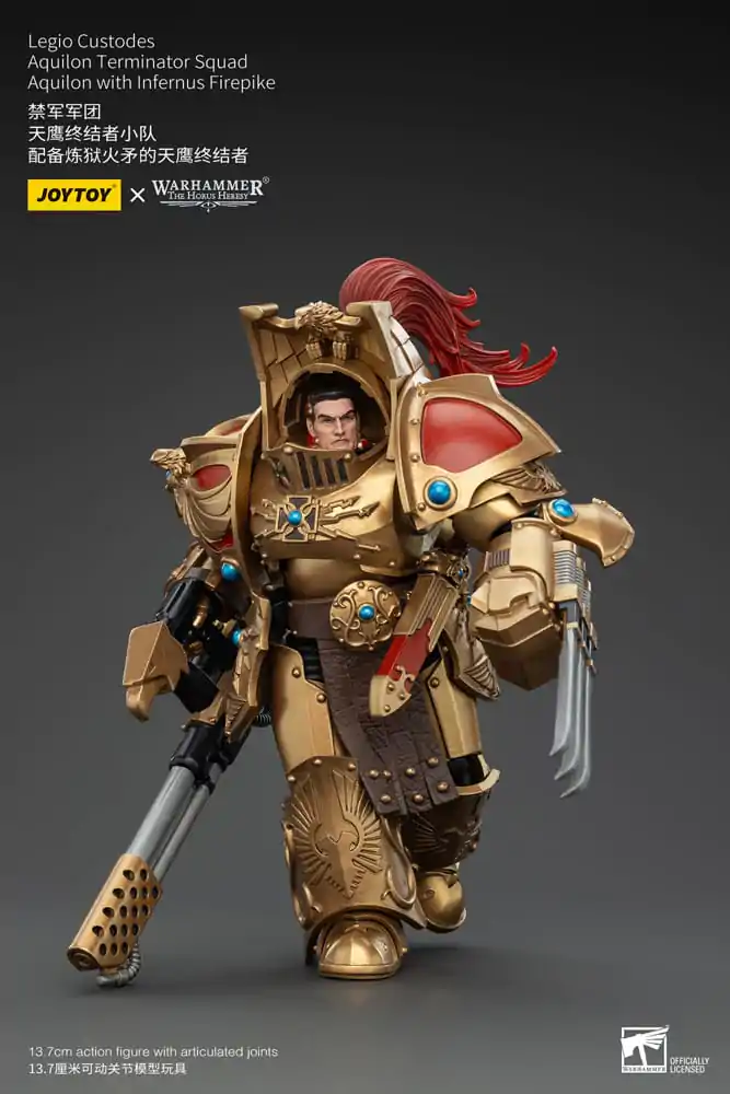 Warhammer The Horus Heresy akcijska figura 1/18 Legio Custodes Aquilon Terminator Squad Aquilon z Infernus Firepike 14 cm fotografija izdelka