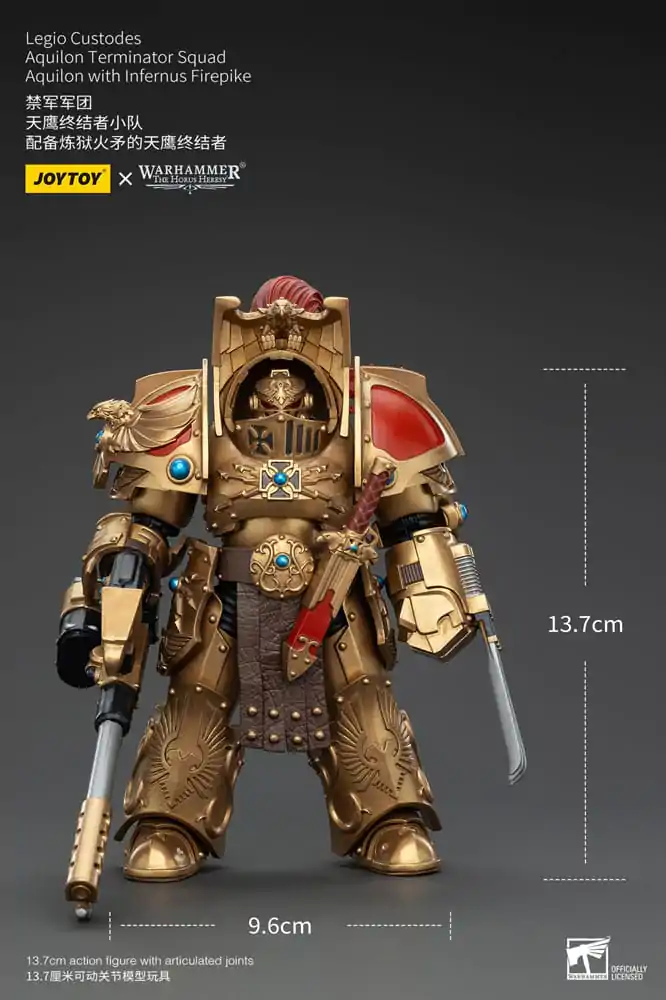 Warhammer The Horus Heresy akcijska figura 1/18 Legio Custodes Aquilon Terminator Squad Aquilon z Infernus Firepike 14 cm fotografija izdelka