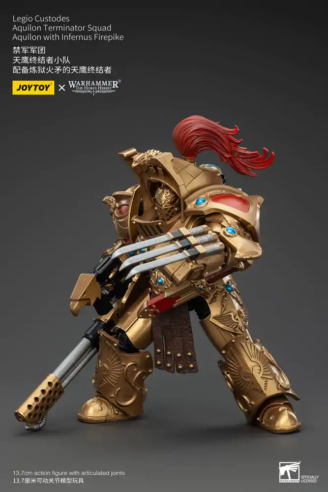 Warhammer The Horus Heresy akcijska figura 1/18 Legio Custodes Aquilon Terminator Squad Aquilon z Infernus Firepike 14 cm fotografija izdelka