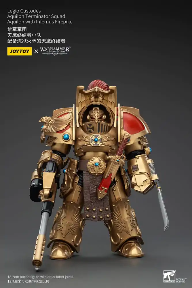 Warhammer The Horus Heresy akcijska figura 1/18 Legio Custodes Aquilon Terminator Squad Aquilon z Infernus Firepike 14 cm fotografija izdelka