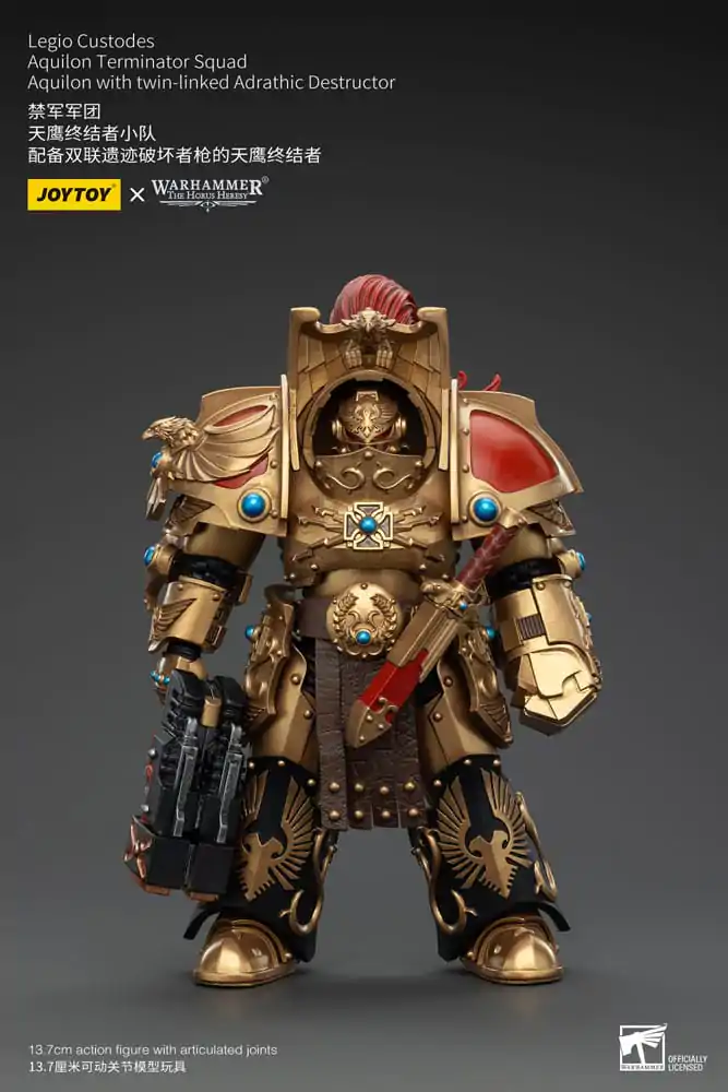 Warhammer The Horus Heresy akcijska figura 1/18 Legio Custodes Aquilon Terminator Squad Aquilon z dvojno povezano Adrathic Destructor 14 cm fotografija izdelka