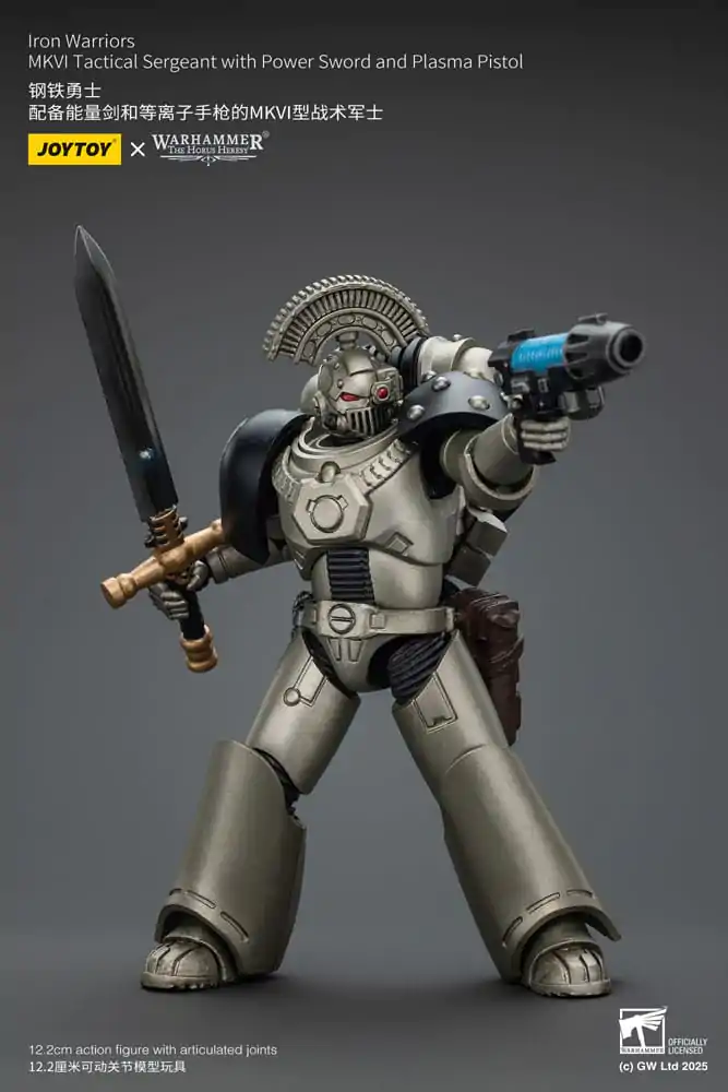 Warhammer The Horus Heresy akcijska figura 1/18 Iron Warriors MKVI taktični vodnik z laserskim mečem in plazemsko pištolo 12 cm fotografija izdelka