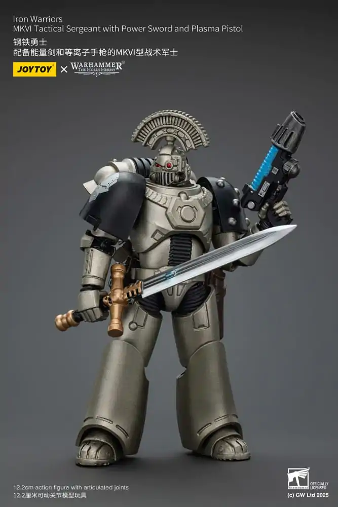 Warhammer The Horus Heresy akcijska figura 1/18 Iron Warriors MKVI taktični vodnik z laserskim mečem in plazemsko pištolo 12 cm fotografija izdelka