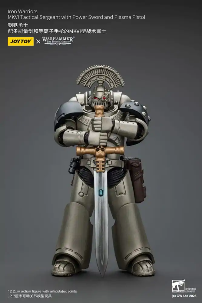 Warhammer The Horus Heresy akcijska figura 1/18 Iron Warriors MKVI taktični vodnik z laserskim mečem in plazemsko pištolo 12 cm fotografija izdelka