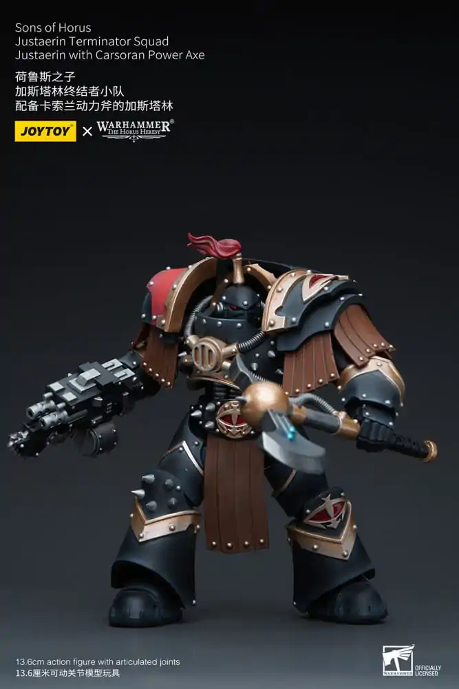 Warhammer The Horus Heresy akcijska figura 1/18 Sons of Horus Justaerin Terminator Squad Justaerin z Carsoran Power Axe 12 cm fotografija izdelka