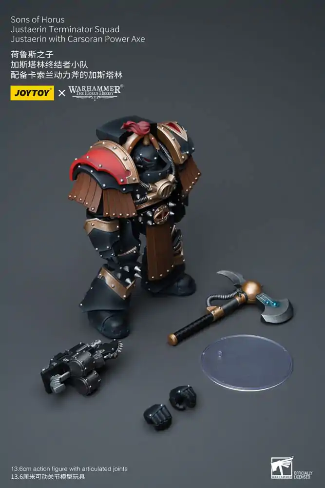Warhammer The Horus Heresy akcijska figura 1/18 Sons of Horus Justaerin Terminator Squad Justaerin z Carsoran Power Axe 12 cm fotografija izdelka