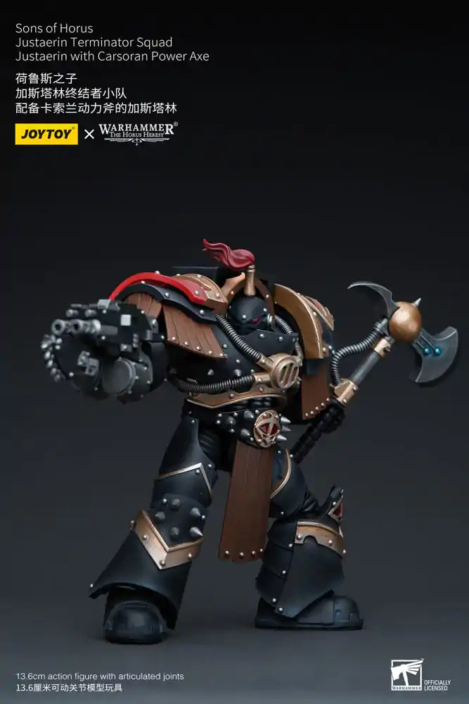 Warhammer The Horus Heresy akcijska figura 1/18 Sons of Horus Justaerin Terminator Squad Justaerin z Carsoran Power Axe 12 cm fotografija izdelka
