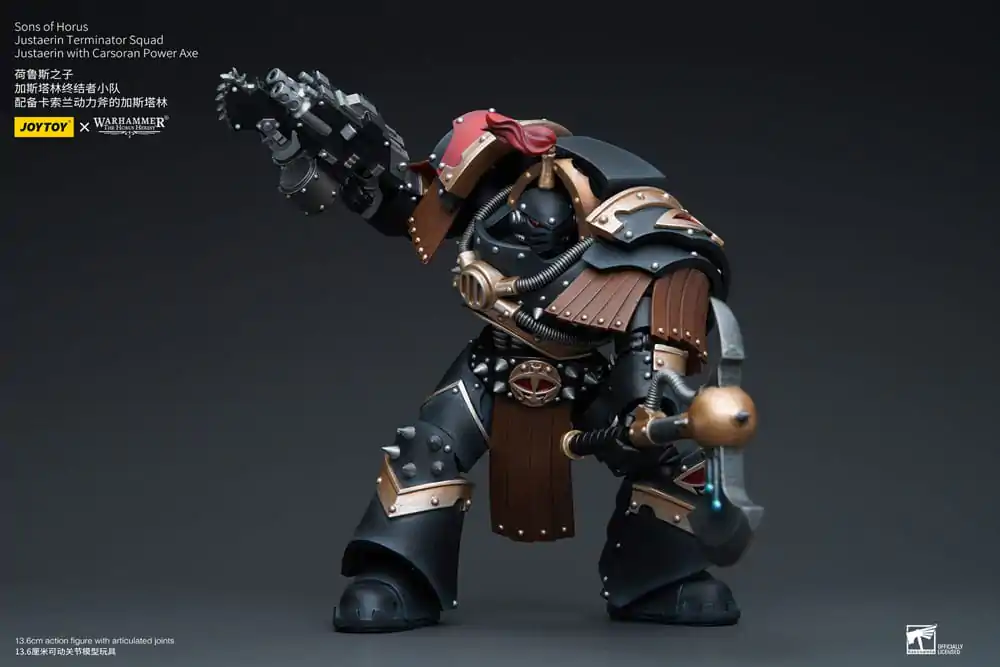 Warhammer The Horus Heresy akcijska figura 1/18 Sons of Horus Justaerin Terminator Squad Justaerin z Carsoran Power Axe 12 cm fotografija izdelka