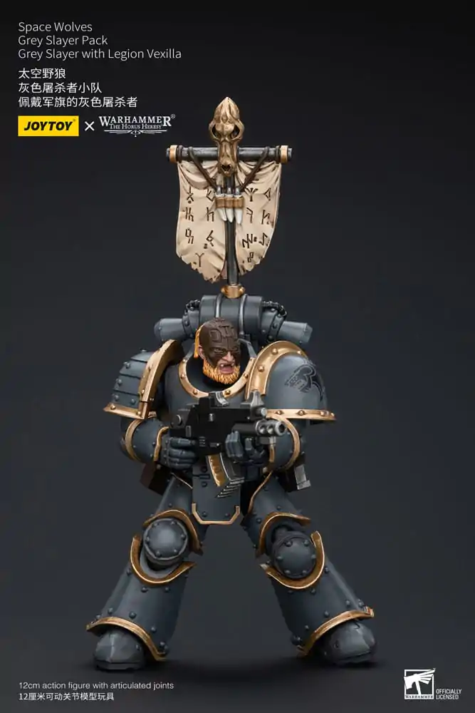 Warhammer The Horus Heresy akcijska figura 1/18 Space Wolves Grey Slayer Pack Grey Slayer z Legion Vexilla 12 cm fotografija izdelka